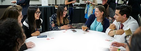 People talking at table